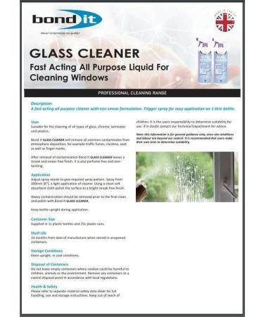 Bond It GLASS CLEANER Fast Acting All Purpose Liquid For Cleaning Windows Light BlueTrigger Spray for Easy Application on 1 Litre Bottle - Buy Online on GoSupps.com