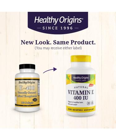 Healthy Origins Vitamin E 400 IU - Natural Mixed Tocopherols, 180 Softgel Capsules - Buy Online on GoSupps.com