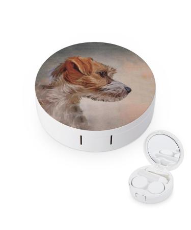 Jack Russell Terrier Contact Lens Case Travel Portable Travel Contact Lens Box with Mirror