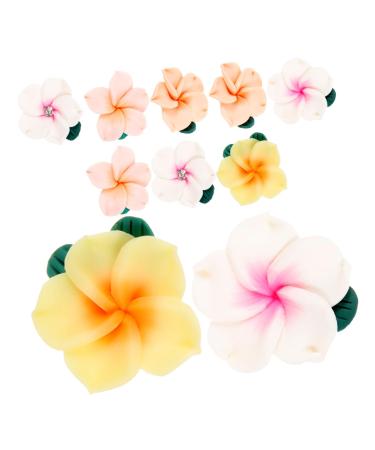 FRCOLOR 10pcs Creative Hair Clip Charms Polymer Beads Plumeria Flower Pendant Hair Clip Decor Hair Clip Diy Decor Flower Decorations Diy Decors Hawaiano 3d Jewelry Phone Case Polymer Clay