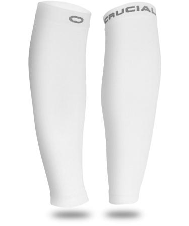 Calf Compression Sleeve for Men & Women (20-30mmHg) - Best Calf Compression Socks for Running, Shin Splint, Calf Pain Relief, Leg Support Sleeve for Runners, Medical, Air Travel, Nursing, Cycling Small / Medium (12-15.5" Calf) White