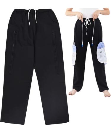 Warm Catheter Pants with Double Zippered Pockets - Hold Two 2000ml Catheter Bags - Comfortable & Thicken Design for All-Day Use - Buy Online on GoSupps.com