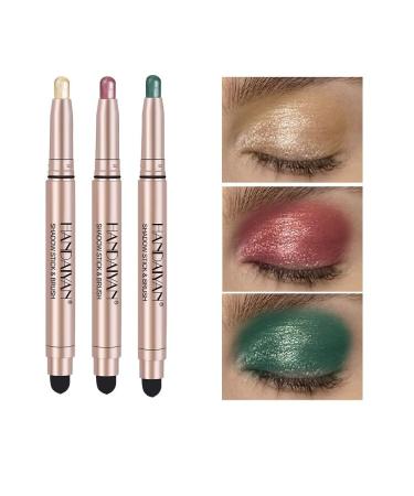 Beliky Girl 3-piece eyeshadow stick set 2-in-1 eye makeup: smooth cream shimmer eyeshadow pencil waterproof eyeshadow pencil light liner silky eyeshadow highlighter