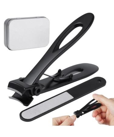 Ultra Wide Jaw Nail Clipper with File in Tin Box - 0.6" Opening Sharp Heavy Duty Stainless Steel Cutter for Thick Toenails & Fingernails Men & Women