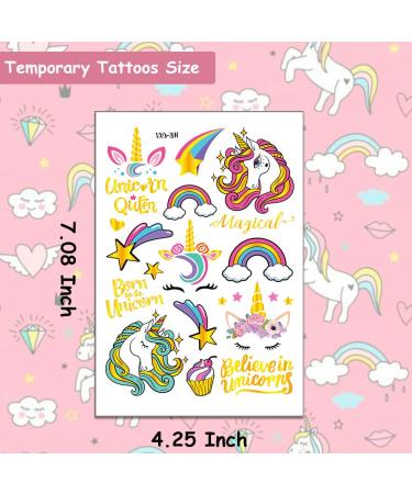 Hohamn Glitter Unicorn Temporary Tattoos - 50 Styles for Girls, Kids Birthday Party Favors & Baby Shower Supplies - Buy Online on GoSupps.com