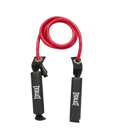 Everlast Medium Resistance Band - Durable Latex Tube with Padded Handles Ideal for Pilates Home Gym Fitness Weight Loss Full-Body Workouts Great Exercise Equipment for Home & Recovery