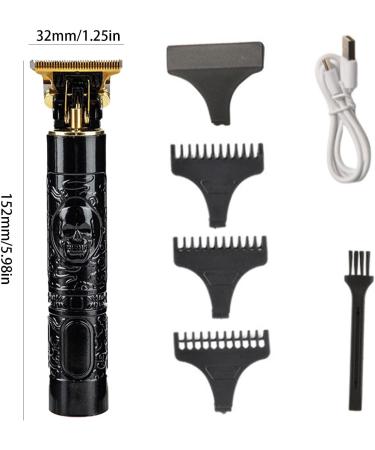 Rechargeable Hair Trimmer T9 - USB Rechargeable Skull Pattern Mustache Trimmer for Beard | Cordless T-Blade Hair Trimmer for Mustaches Nose Hair and Detailing and Grooming Xinhuan Black - Buy Online on GoSupps.com