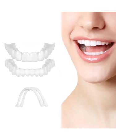 2 couple lightening dentures prostheses fake teeth instant perfect snap on veneers false teeth (top and bottom) - perfect dentures teeth whitening kit teeth veneers