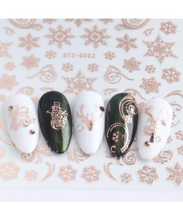 Christmas Nail Stickers 9 Sheets Self-Adhesive Nail Decal Snowflake Snowman Santa Claus Tree Elk Rose Gold Winter Nail Art Decoration Design Supplies - Buy Online on GoSupps.com