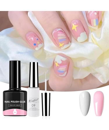 Gel Nail Polish Set Pink White Gel Nail Varnish Long-lasting UV/LED Soak Off French Manicure Kit Nude Pink Nail Polish with White Nail Liner Painted Gel Polish for Nail Art DIY - Buy Online on GoSupps.com