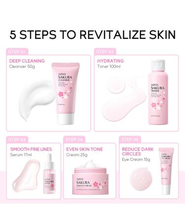 Sakura Skin Care Set | Complete Women s Skincare Routine | Cleanser Toner Serum & Eye Cream | Perfect Gift for Even Skin Tone & Firmness - Buy Online on GoSupps.com