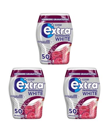 Extra Professional White Chewing Gum Raspberry Pomegranate 50 Dragees (Pack of 3) Raspberry Pomegranate 50 pieces (Pack of 3)