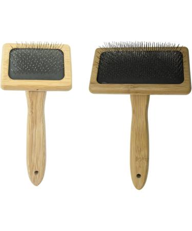 Dog & Cat Brush Pet Hair Deshedding Brush for Grooming Removes Loose Hair Tangles Pain Free Bristles Bamboo Wood Handle pet cleaning slicker brush for dogs with long hair short hair for cats for dogs - Buy Online on GoSupps.com