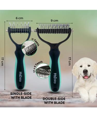 Mydaisy Dog Brush for Long-Haired Dogs & Cats | Undercoat & Underfell Brush | Turquoise Dog Comb for Grooming - Buy Online on GoSupps.com