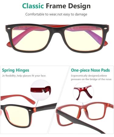 Eyekeper Computer Reading Glasses +3.0 BB40 Lens - UV & Glare Protection Anti-Reflective Tinted Glasses (Black Red Yellow) - International Shipping Available - Buy Online on GoSupps.com