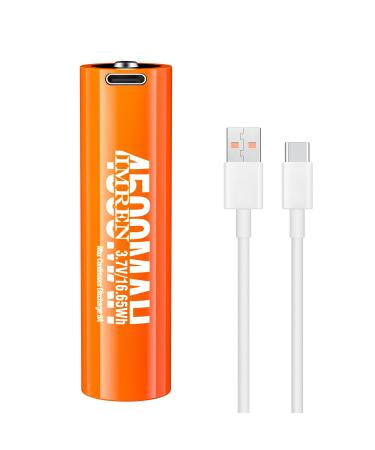 Imren 3.7V Button Top Battery 4500mAh Rechargeable Battery with USB-C Cable for Fenix USB-C Rechargeable LED Series Flashlights Headlamps Doorbells RC Cars(1PCS)
