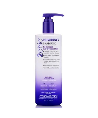 Giovanni 2chic Repairing Shampoo for Damaged Over Processed Hair Blackberry & Coconut Milk 24 fl oz (710 ml)