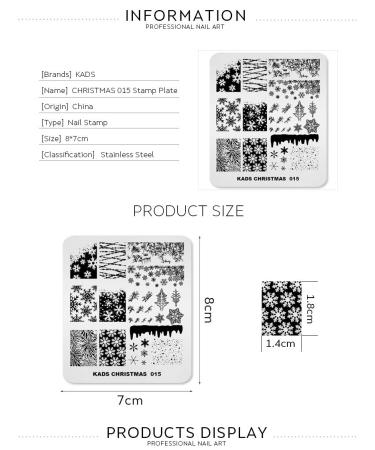KADS CH015 Christmas Stamping Plate - Nail Art Decoration Tool | Christmas Tree & Snowflake Designs for Festive Nail Art - Buy Online on GoSupps.com