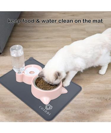 CS COSDDI Non-Slip Pet Feed Mat - Silicone Dog & Cat Food Pad (53x37cm) in Gray | Durable & Easy to Clean - Buy Online on GoSupps.com