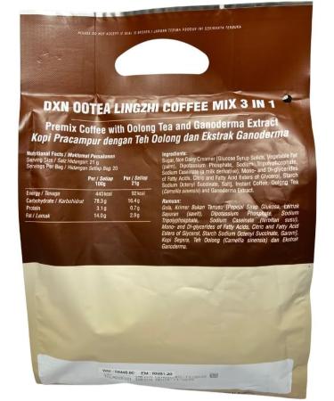 DXN Ootea Lingzhi - Coffee + ootea + Ganoderma - 20 sachets 21g - 20 sachets x 21 grams - Buy Online on GoSupps.com