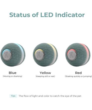 Cheerble Smart Interactive Cat Toy | 3 Modes | Automatic Moving Bouncing Rolling Ball | Indoor Cat Kitten Birthday Gift | Self Rotating with Lights and Bell | USB Rechargeable - Green - Buy Online on GoSupps.com