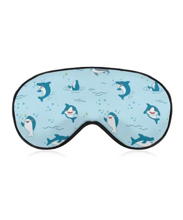 Happy Sharks in Sea Sleep Mask Eye Cover for Sleeping Blindfold with Adjustable Strap Blocks Light Night Travel Nap for Men Women