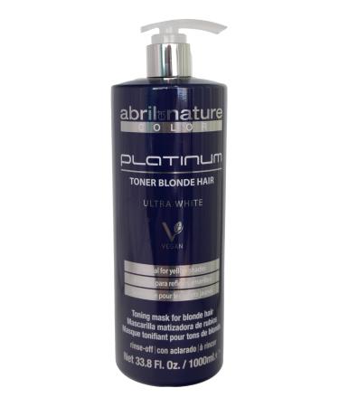 abril et nature - Platinum Professional Mask - For Blonde Bleached Highlighted and/or Gray Hair - Violet Toner - Goodbye Yellow Tones - Platinum Appearance - 1000 ml
