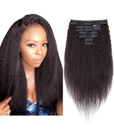 12" Clip in Hair Extension Human Hair Double Weft #1B Natural Black (105g)