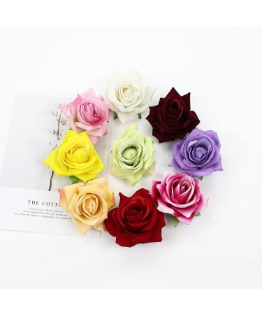 9 Pack Artificial Rose Flower Alligator Hair Clips - Boho Wedding Party Hair Accessories - Buy Online on GoSupps.com