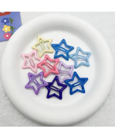 3pieces Cool Hair Clip Star Shape Snap Hairpin Candy Color Hair Clip for Spring Summer Hairpins for Teenagers Children Blue - Buy Online on GoSupps.com