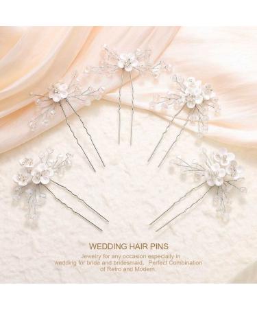 Bridal Rhinestone Flower Hair Pins - Pack of 5, Silver Wedding Headpiece for Women and Girls - Buy Online on GoSupps.com