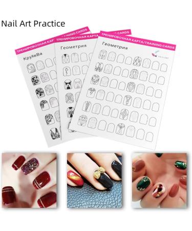 Nail Art Practice Book Beginner Manicure Training Drawing Cards Easy to Clean 12 Sheets Nail Art Practice Tools - Buy Online on GoSupps.com
