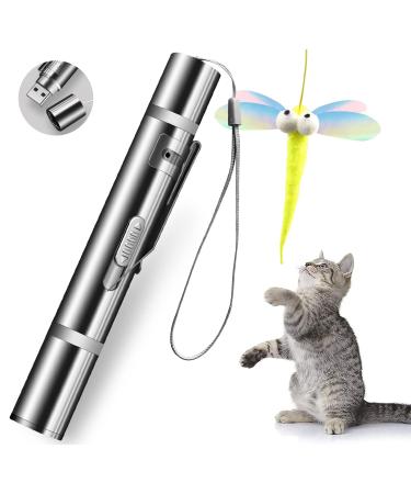 Interactive Cat Toy Evedon, USB Rechargeable Cat Toys for Indoor Cats with 3 Modes and 5 Adjustable Patterns Stainless Steel Shell Lazer Toy Class 1 Teaser Wand for Puppy Kitten