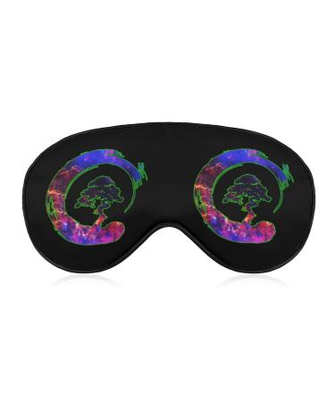 Bonsai Tree in Circle Sleep Mask Eye Cover for Sleeping Blindfold with Adjustable Strap Blocks Light Night Travel Nap for Men Women