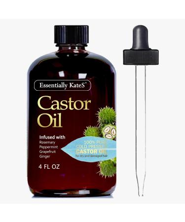 Hair Oil 4 Fl Oz - Castor Oil Infused with Rosemary Peppermint Grapefruit & Ginger Oil - for Thicker Fuller & Healthier Looking Hair