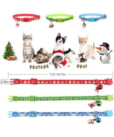 3PCS Christmas Breakaway Cat Collars with Bell - Safe & Adjustable Nylon for Kittens - Buy Online on GoSupps.com