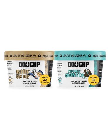 Doughp | Edible and Bakeable Legit Cookie Dough | Eat it Raw or Heat it | Made with Natural Ingredients | Chocolate Lovers Pack: Ride or Die + Cookie Monsta | Two 8oz Cups Chocolate Lovers Pack Makes 30 Cookies or 32 Spoon…