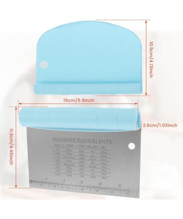 Abizarch 2 Pcs Dough Cutter Stainless Steel Pastry Scraper with Anti-Slip Handle 2 in 1 Dough Scraper and Cutter with Scale Ruler Multi-Purpose Food Scraper Tool for Baking Bread Cake Pizza Dough ZHAZ Blue+Huang - Buy Online on GoSupps.com