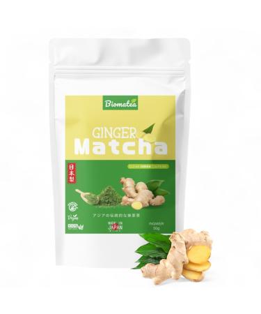 Biomatea Matcha Ingembre Th 50 g - Qualit Ceremonial du Japon - Th vert de qualit sup rieure avec poudre de gingembre japonais Ginger - Premi re r colte superaliment v g talien sans sucre