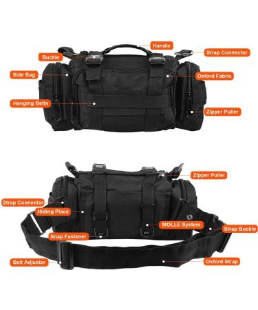 BraveHawk OUTDOORS Bike Handlebar Bag - Water Resistant 900D Nylon Oxford Waist Bag for Cycling - Black Medium - Buy Online on GoSupps.com