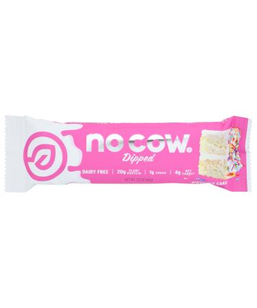 No Cow Protein Bars Birthday Cake 20g Plant Based Vegan Protein Keto Friendly Low Sugar Low Carb Low Calorie Gluten Free Naturally Sweetened Dairy Free Non GMO Kosher 1 Count