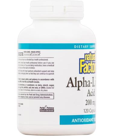 Buy Natural Factors Alpha-Lipoic Acid 200 mg - 120 Capsules | Premium Antioxidant Support - Buy Online on GoSupps.com