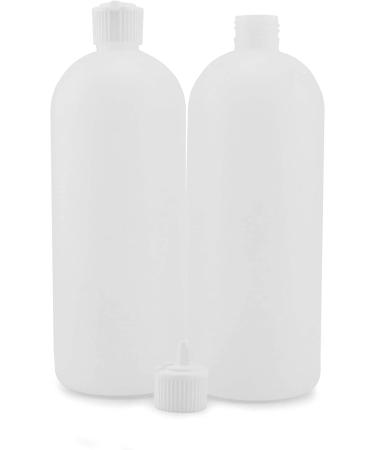 32oz Plastic Squeeze Bottles (4-Pack) with Flip Top Spout - Natural Color - Buy Online on GoSupps.com