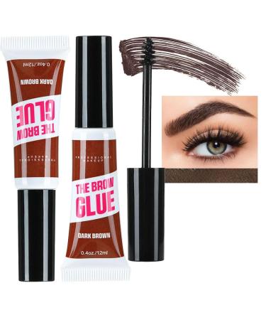 BINGBRUSH 2Pcs Tinted Thickening Brow Mascara Brow Fast Sculpt Waterproof Transfer-proof Brush to Fill in Eyebrows and Cover Gray Hairs - Cruelty Free - Light Medium Brown (04 DARK BROWN)