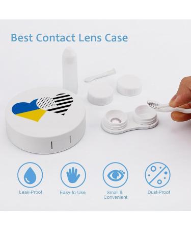 Buy Ukraine & American Flag Contact Lens Case | Portable Round Storage Box with Mirror | Perfect for Travel & Daily Use - Buy Online on GoSupps.com
