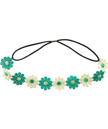 amangul Elegant Daisy Hairbands Photo Booth Props Daisy Headbands Flower Headpiece Colorful Headbands for Music Festivals(Green Beige) - Buy Online on GoSupps.com