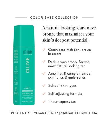 Minetan Olive Self Tan Foam - Dark Olive Bronze Finish 1 Hour Express Vegan & Paraben Free (6.7 Fl Oz) - Perfect for All Skintones - Buy Online on GoSupps.com
