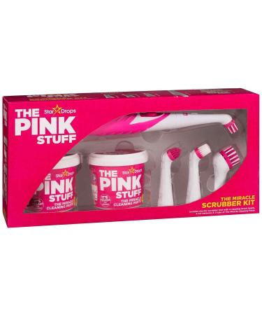 Britains Beauty The Miracle Scrubber Kit The Pink Stuff Star Drops 2 Cleaning Paste Electric Scrubber Kit With 4 Cleaning Brush Heads.