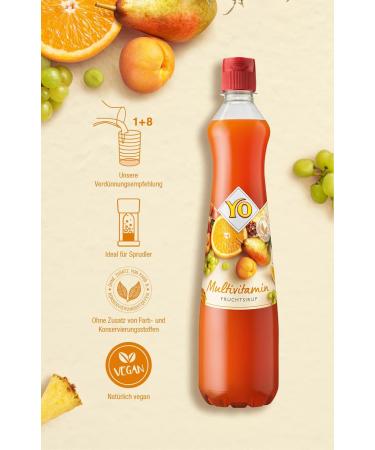 YO SIRUP Multivitamin (6 x 700 ml) - Vegan Drink Mix with No Additives - 6 Liters of Refreshing Beverage - Healthy & Natural - Buy Online on GoSupps.com