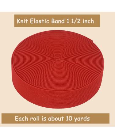 1 1/2 Inch Red Knit Elastic Band - 10 Yards Double-Side Twill Woven Heavy Stretch Elastic Spool for Sewing - Ideal for Pants, Waistbands, Wigs, Skirts, Crafts - Red Color - Buy Online on GoSupps.com
